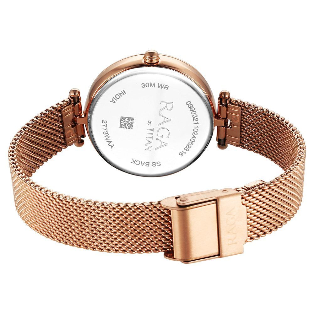 Titan Raga Showstopper Quartz Analog Pink Dial Metal Strap Watch For Women