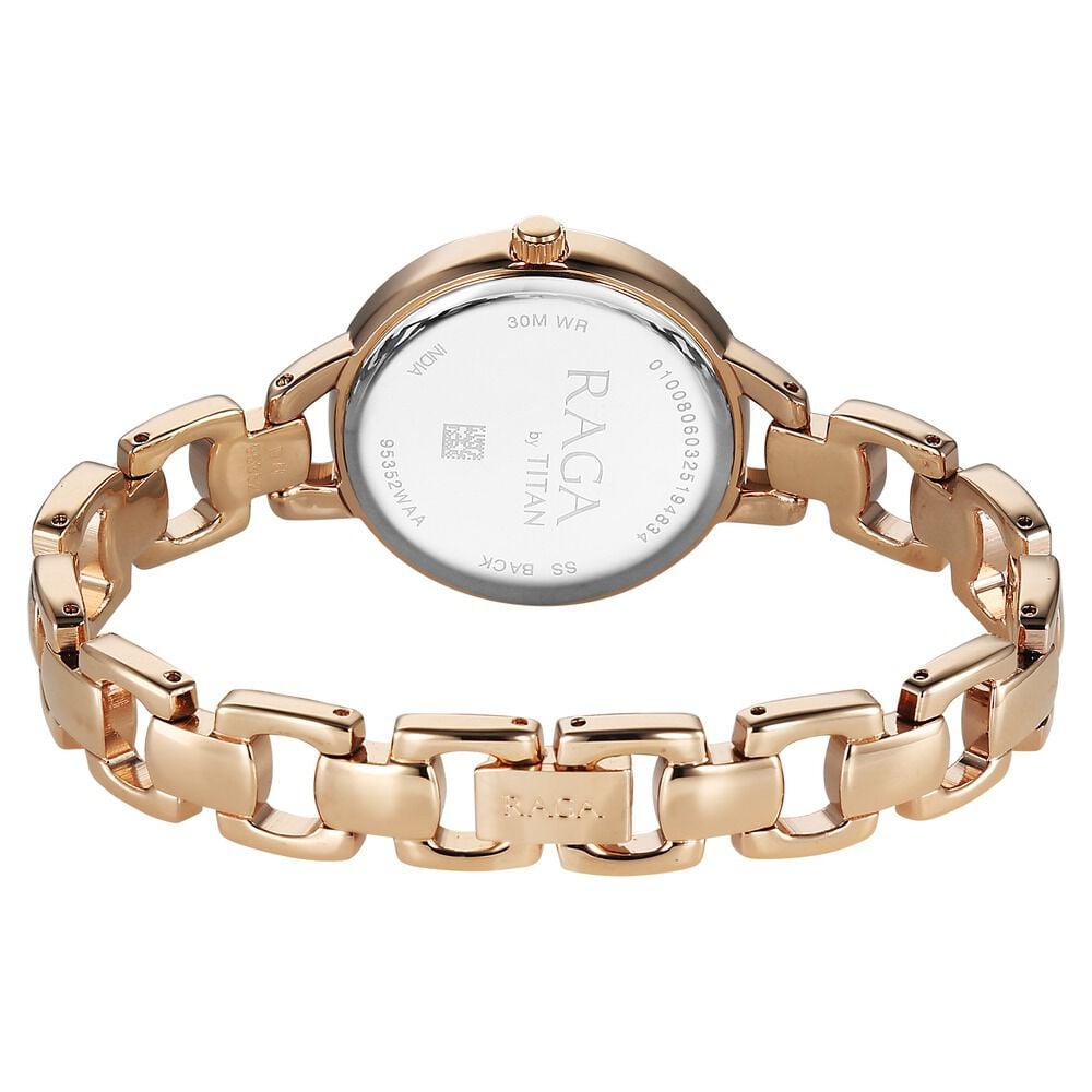 Titan Raga Showstopper Quartz Analog Rose Gold Dial Metal Strap Watch For Women