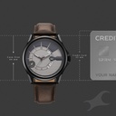 Fastrack Groove Quartz Analog with Date Two Toned Dial Brown Leather Strap Watch For Guys