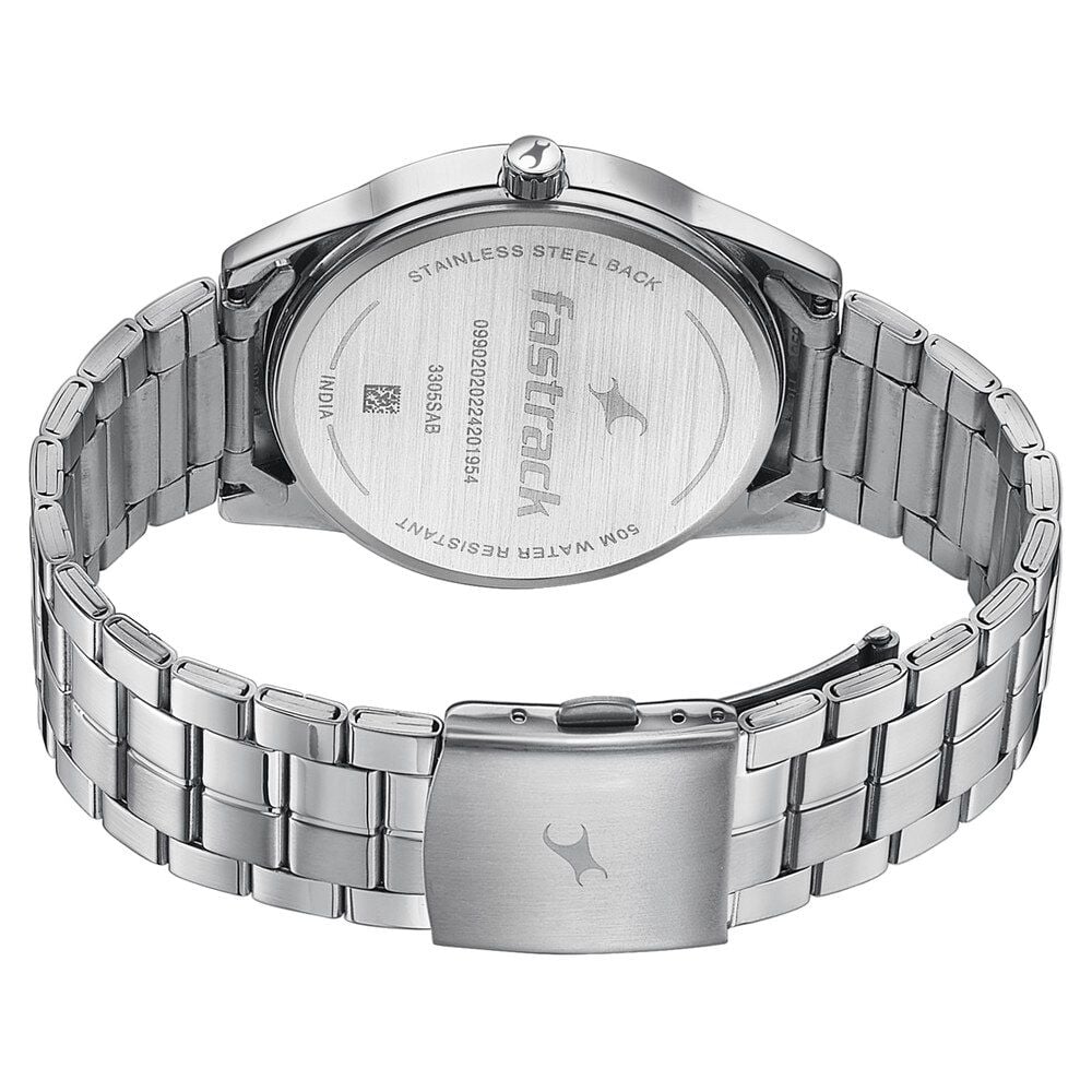 Fastrack Stunners Quartz Analog Grey Dial Stainless Steel Strap Watch for Guys