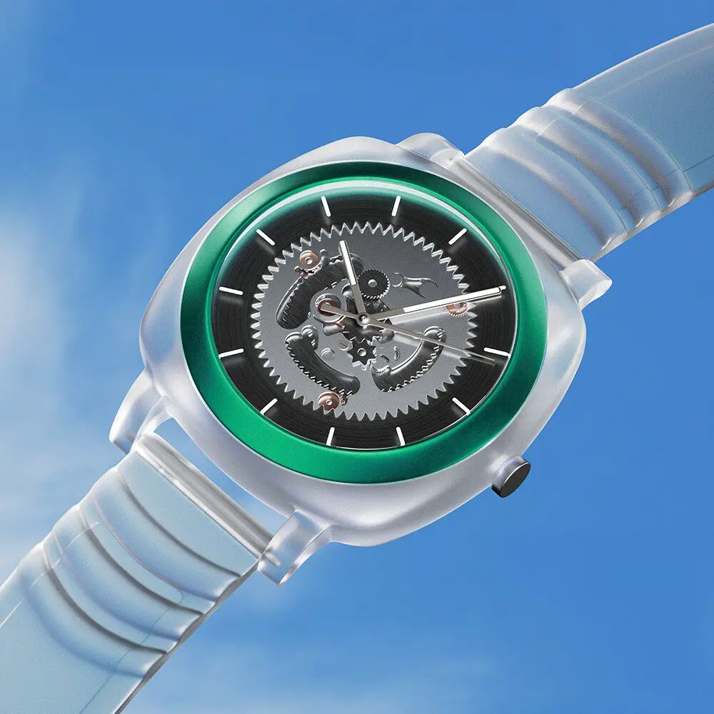 Fastrack Bare Quartz Analog Skeleton Unisex Watch With Anthracite Dial And Translucent Plastic Strap