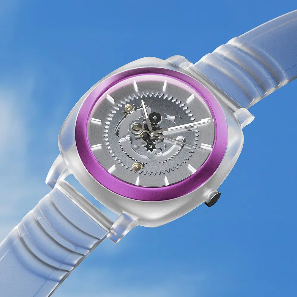 [3312PP05] Fastrack Bare Quartz Analog Skeleton Unisex Watch With Grey Dial And Translucent Plastic Strap