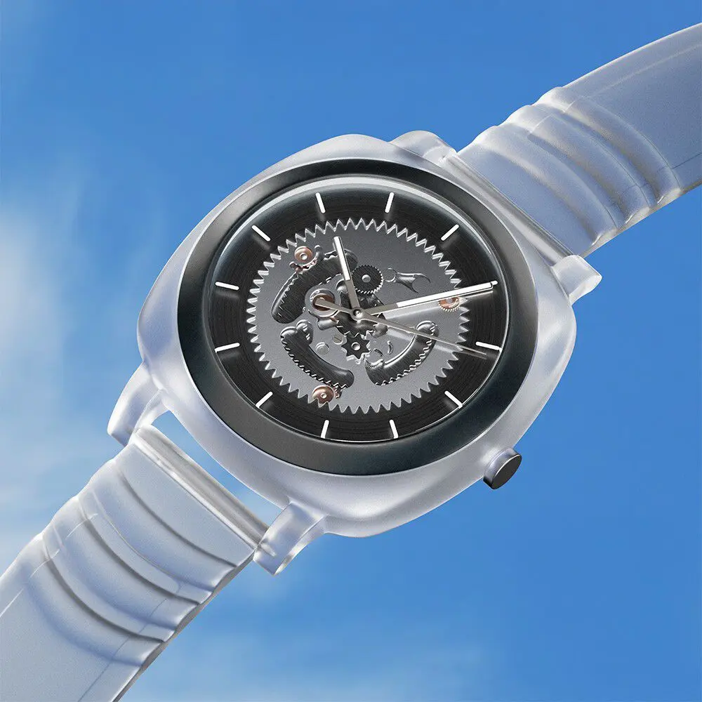 [3312PP06] Fastrack Bare Quartz Analog Skeleton Unisex Watch With Anthracite Dial And Translucent Plastic Strap