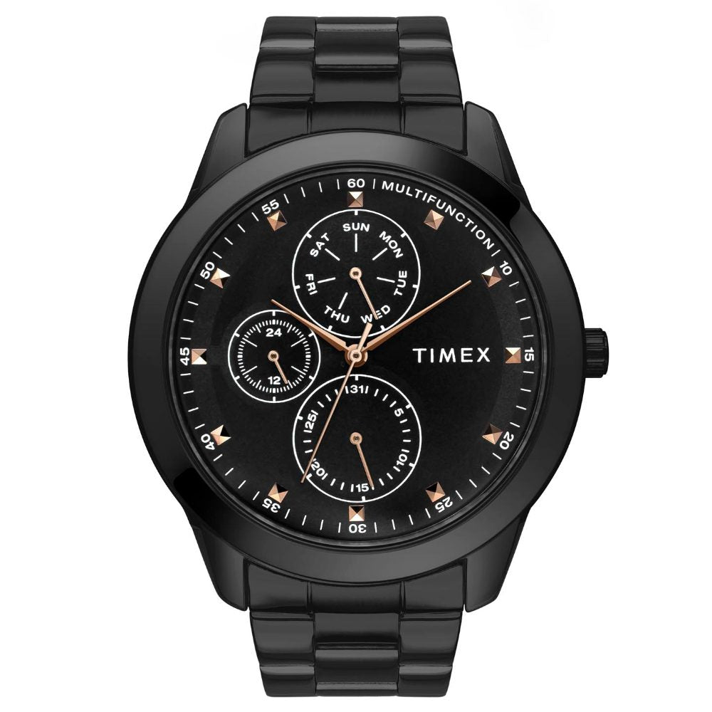 [TWEG18502] Timex Fashion Men's Black Dial Round Case Multifunction Function Watch -TWEG18502