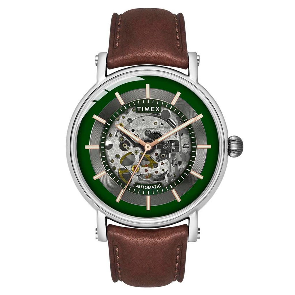[TWEG16717] Timex E Class Men's Green Dial Round Case Automatic Function Watch -TWEG16717
