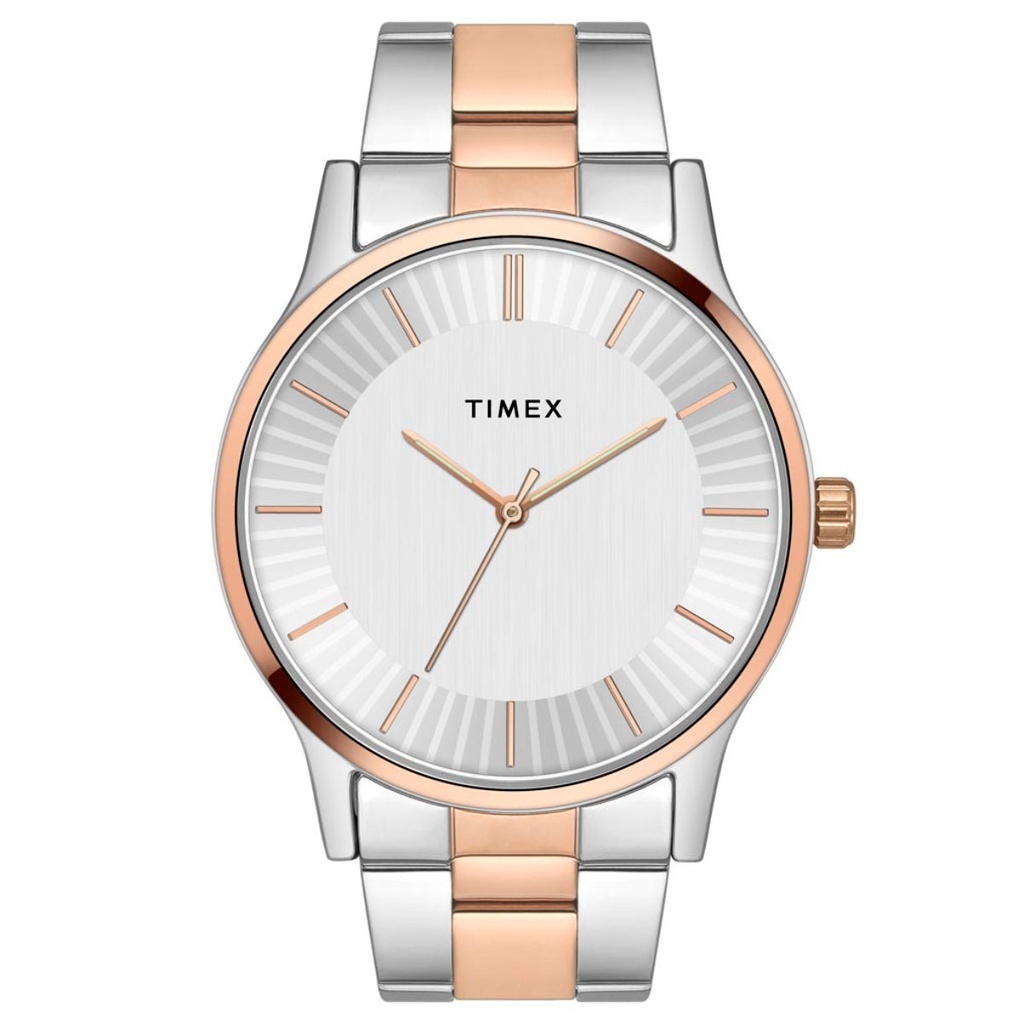 [TW0TG8308] Timex Men Analog Silver Round Brass Dial Watch- TW0TG8308
