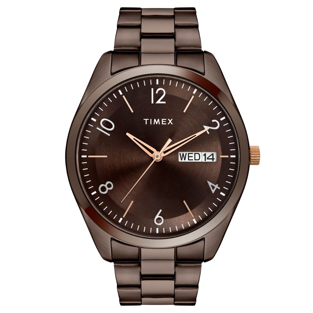 [TWTG10406] Timex Men Brown Round Analog Brass Dial Watch- TWTG10406