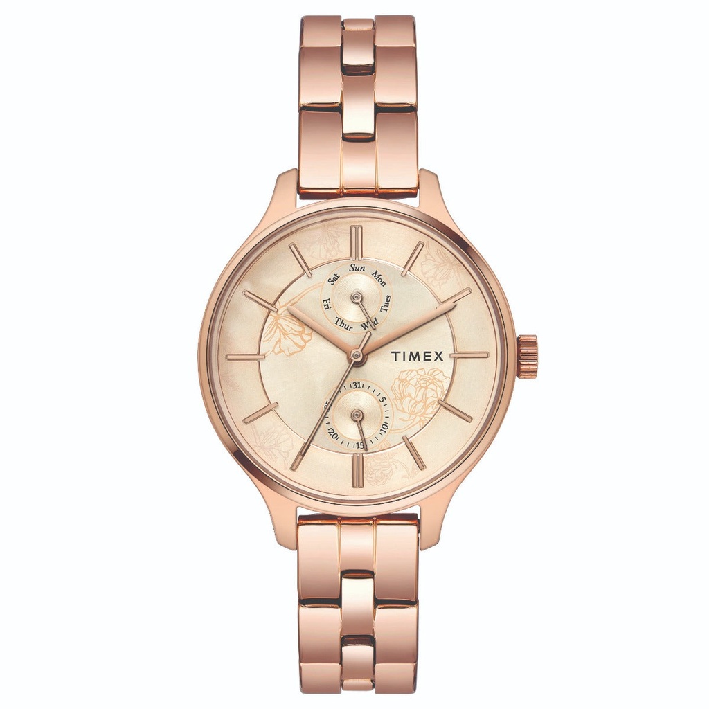 [TWEL14803] Timex Fashion Women's Rose Gold Dial Round Case Multifunction Function Watch -TWEL14803