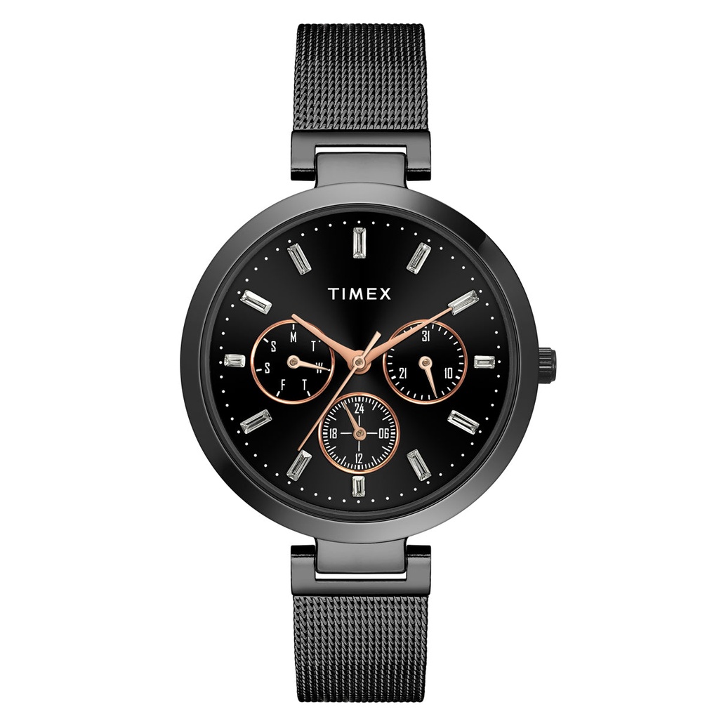 Timex Fashion Women's Black Dial Round Case Multifunction Function Watch -TW000X243