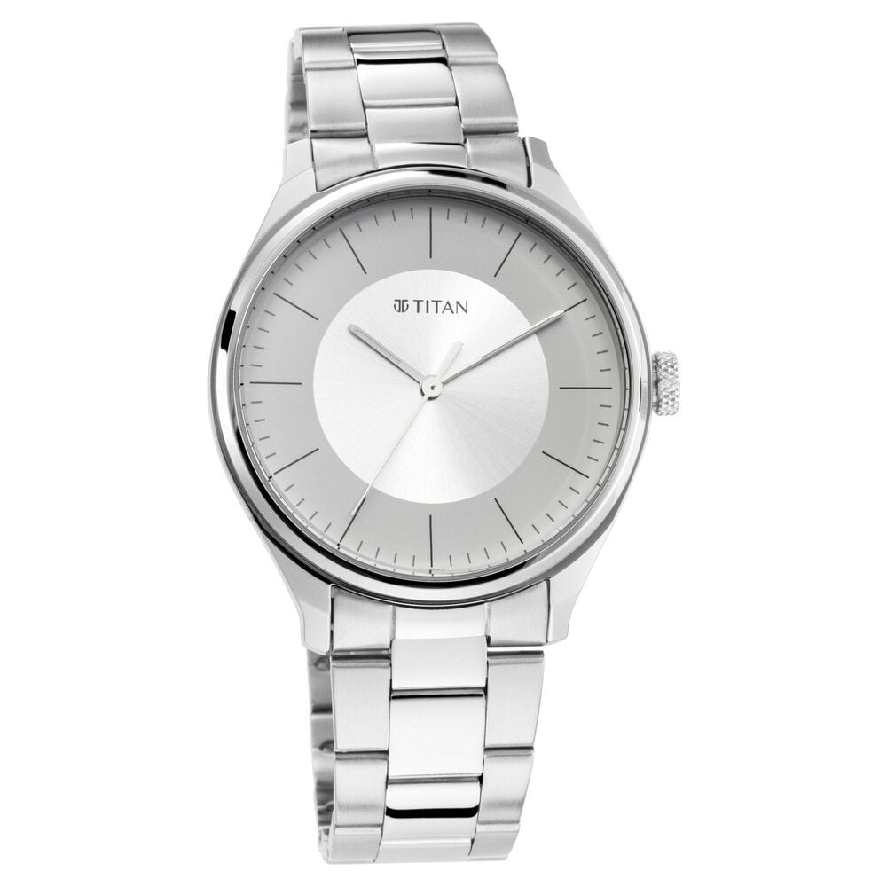 [1802SM03] Titan Men's Urban Edge Lustrous Grey Dial Leather Watch