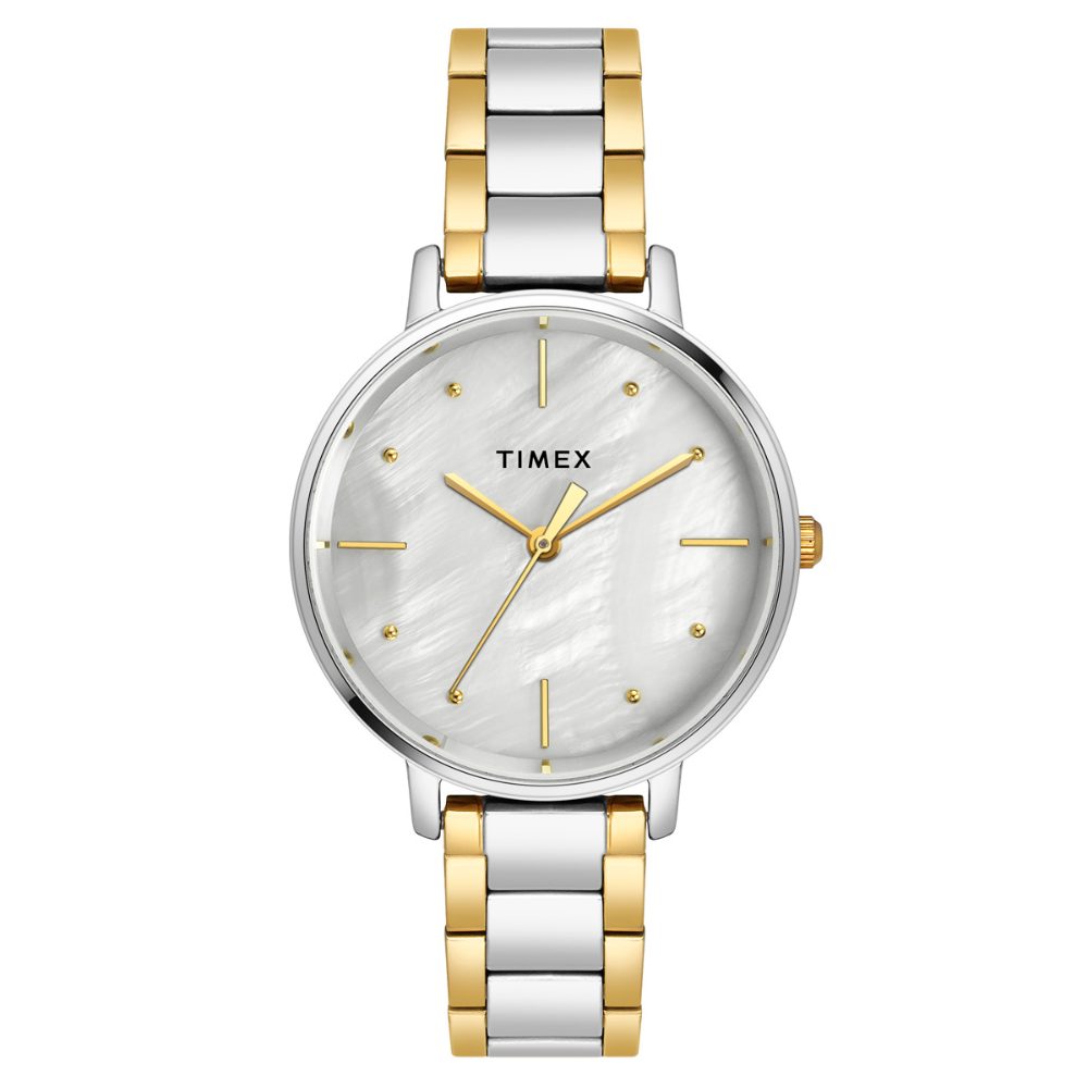 [TWEL15808] Timex Women Grey Round Analog Brass Dial Watch- TWEL15808