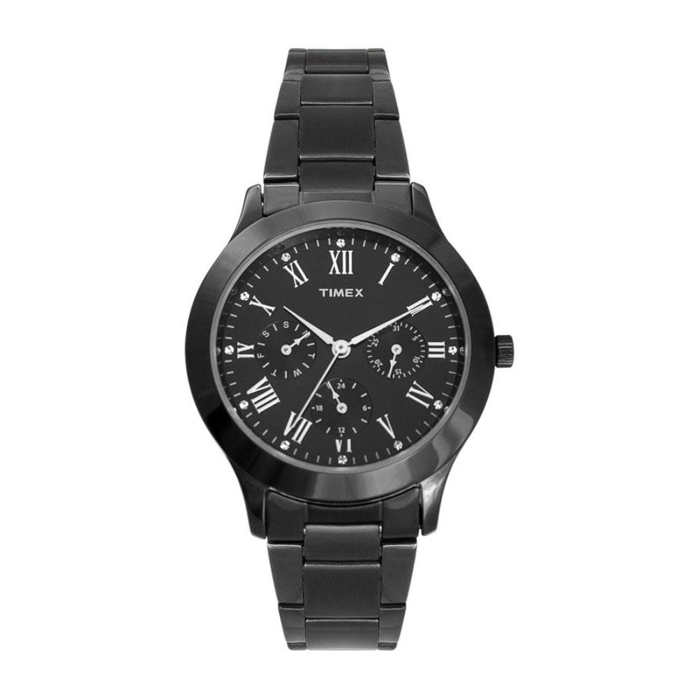 [TW000Q809] Timex Fashion Women's Black Dial Round Case Multifunction Function Watch -TW000Q809
