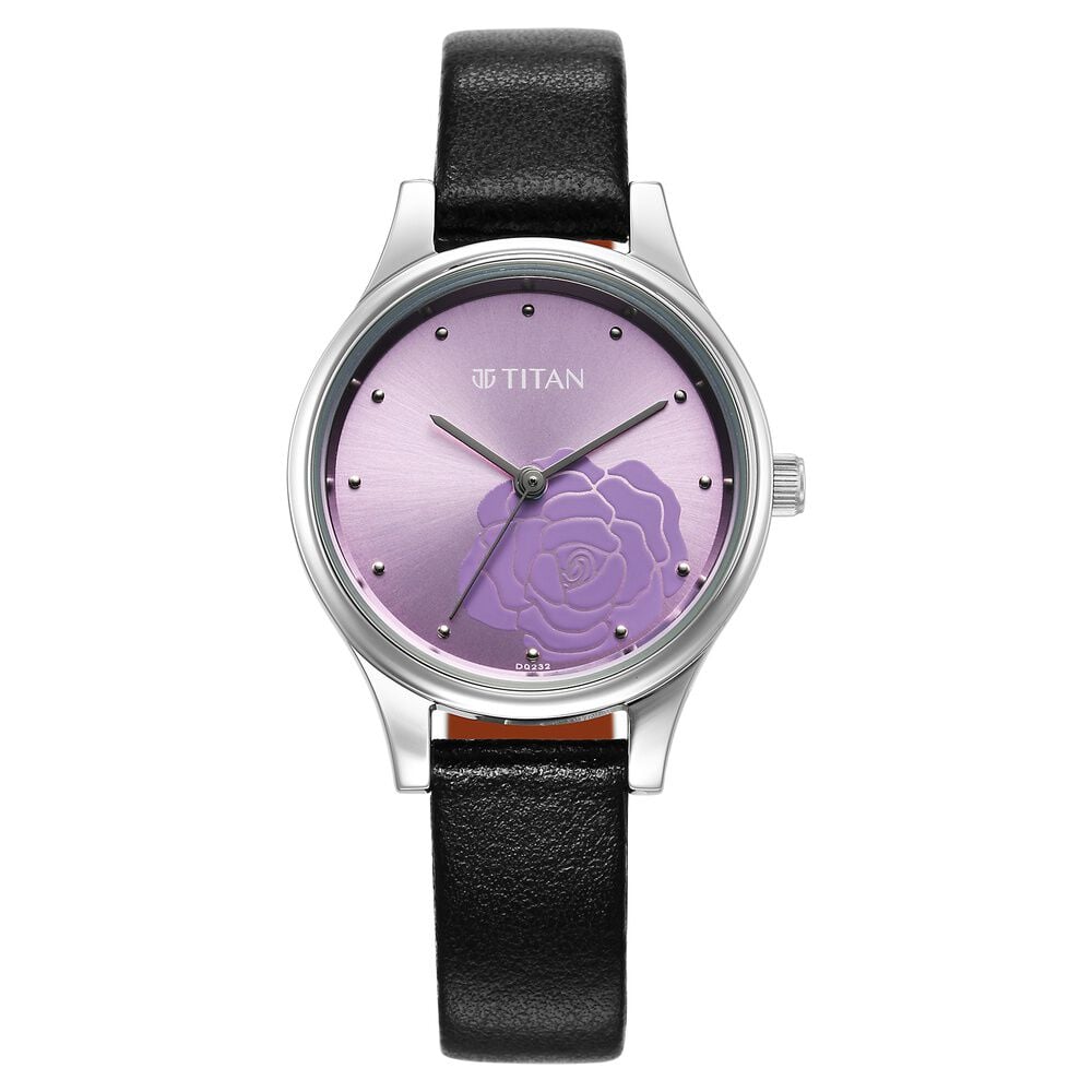[2679sl01] Titan Karishma Quartz Analog Purple Leather Strap for Women