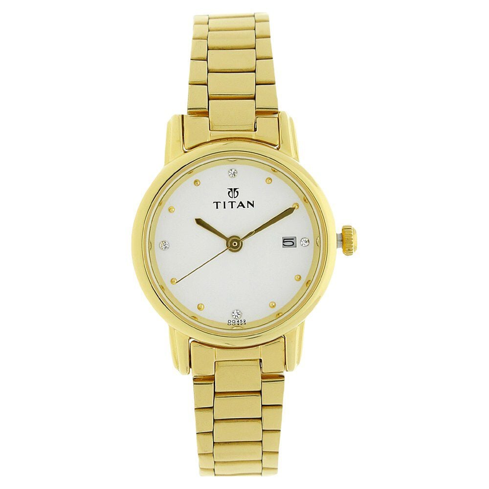 [2572ym01] Titan Karishma White Dial Women Watch With Stainless Steel Strap