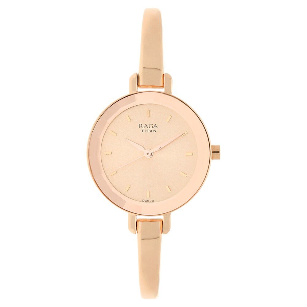 [2575wm01] Titan Raga Viva Quartz Analog Rose Gold Round Dial Rose Gold Metal Strap Watch For Women