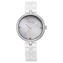 Titan Purple Ceramics Quartz Analog Mother of Pearl Dial White Ceramic Strap Watch For Women