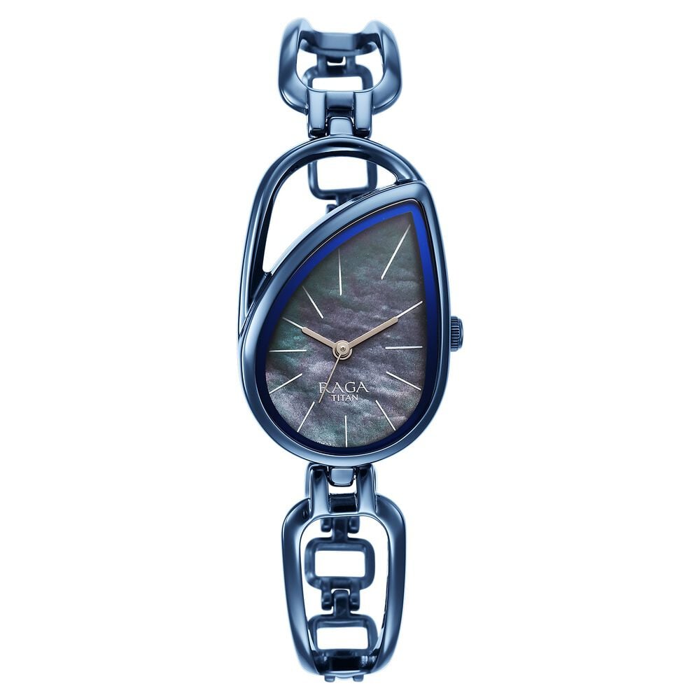 [2688qm02] Titan Raga Chic Quartz Analog Blue Dial Blue Metal Strap Watch for Women