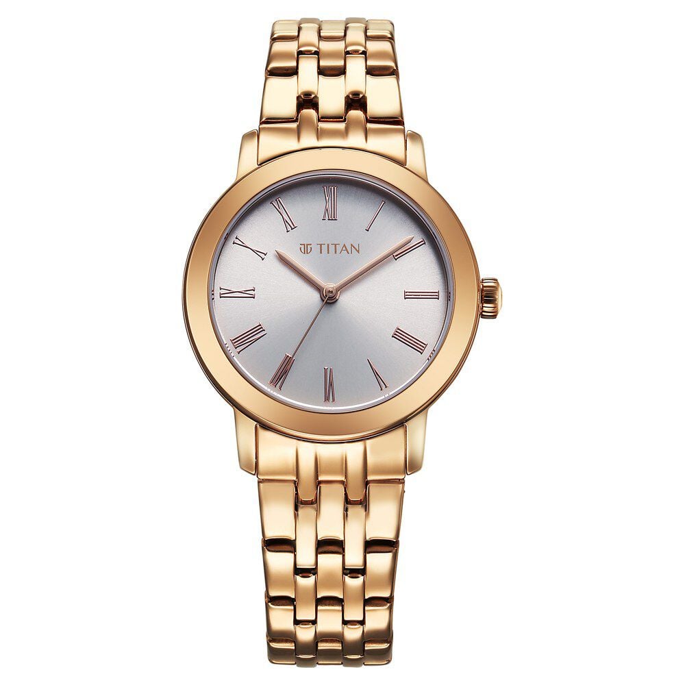 Titan Workmode Quartz Analog Silver sunray dial Dial Stainless Steel Strap Watch For Women