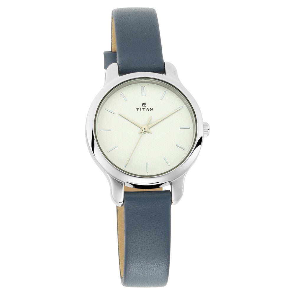[2481sl10] Titan Women's Chic minimalist watch with White dial and leather strap
