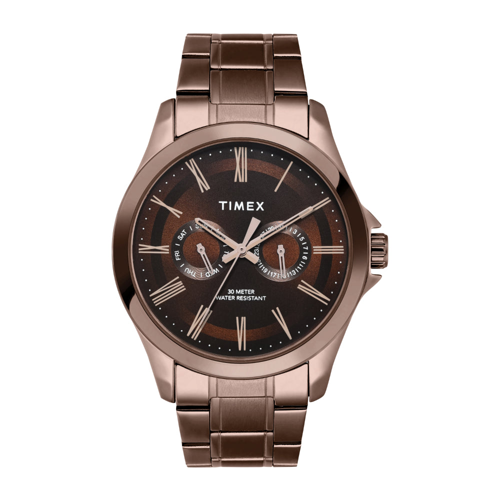 [TW000X136] Timex Men Brown Round Analog Dial Watch- TW000X136