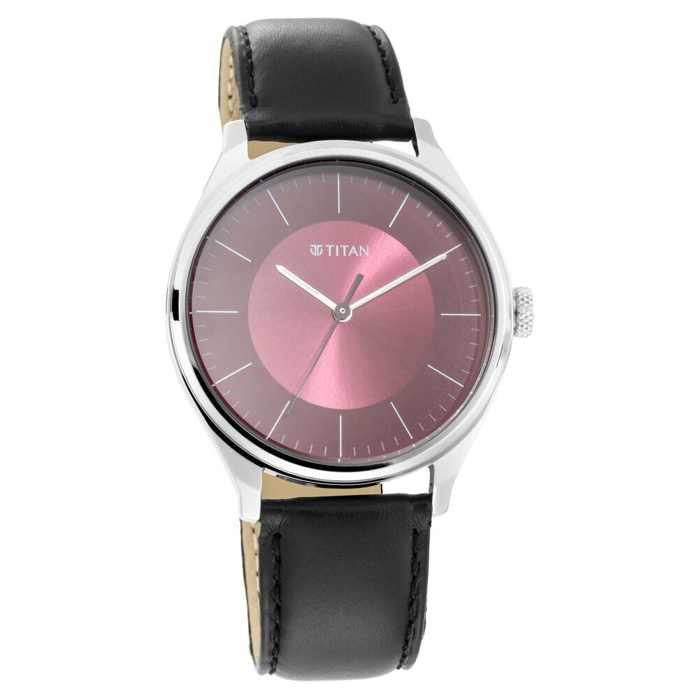 [1802SL05] Titan Men's Urban Edge Lustrous Maroon Dial Leather Watch