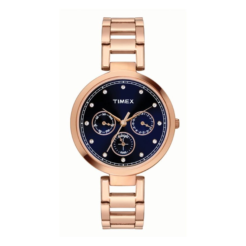 [TW000X215] Timex E Class Women's Blue Dial Round Case Multifunction Function Watch -TW000X215