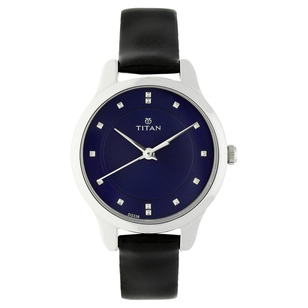 [2481sl08] Titan Women's Chic minimalist watch with Blue dial and leather strap