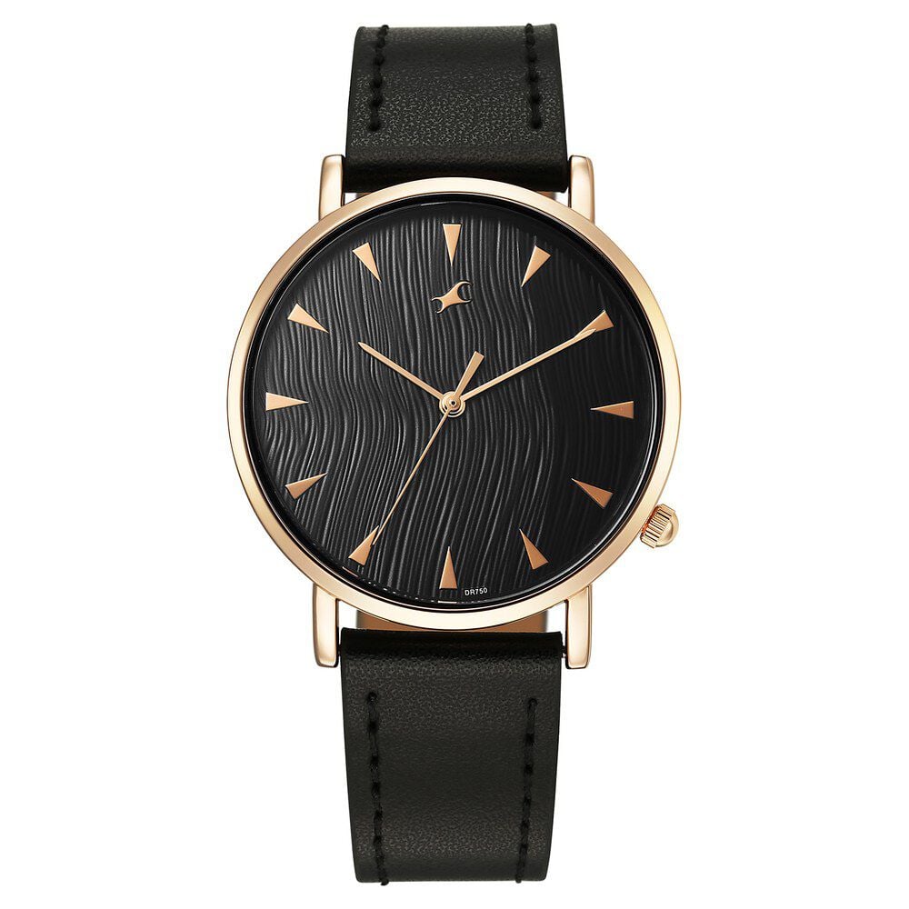 Fastrack Stunners X Quartz Analog Black Dial Leather Strap Watch For Girls