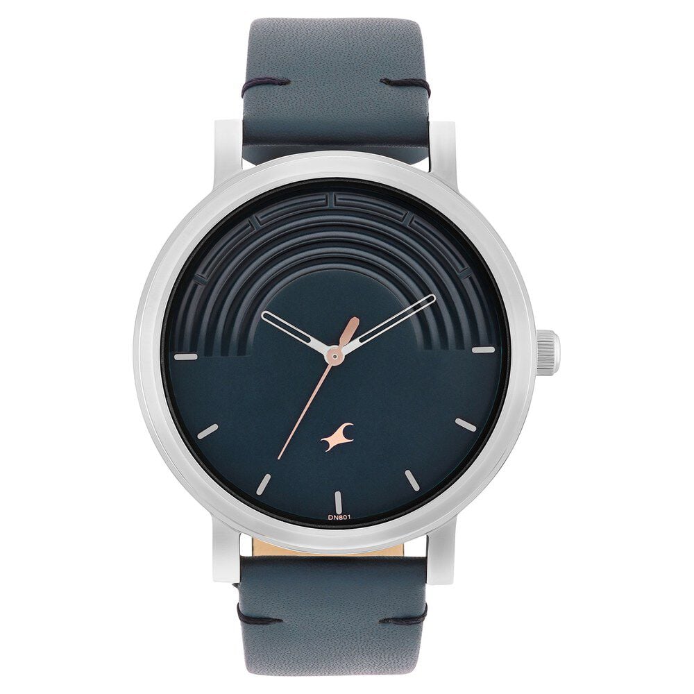 Fastrack Crush Quartz Analog Black Dial Leather Strap Watch for Guys
