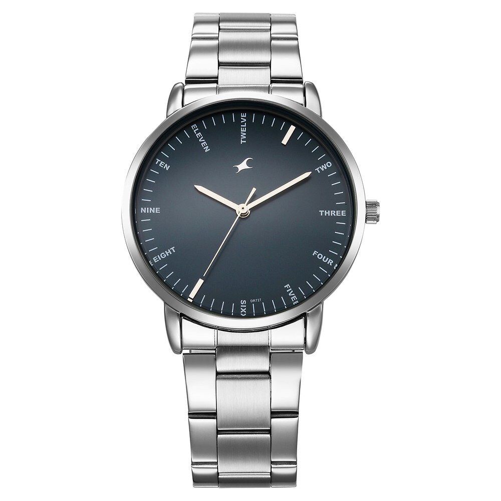 [38159SM02] Fastrack Stunners X Quartz Analog Blue Dial Stainless Steel Strap Watch For Guys