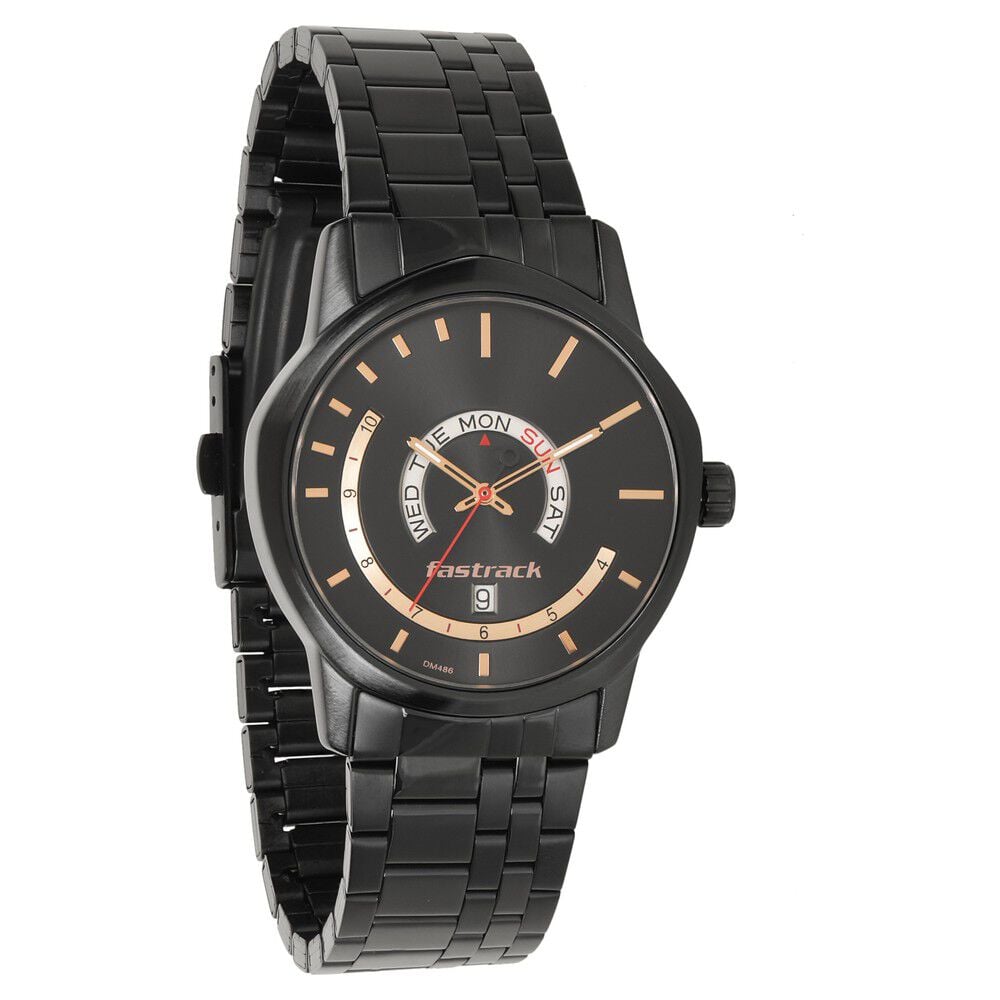 [3279NM01] Fatrack Exuberant Black Dial Stainless Steel Strap Watch for Guys