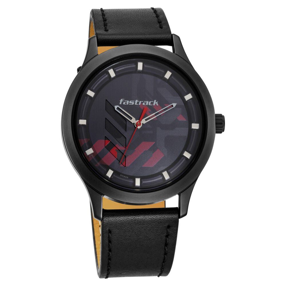 [3250NL01] Fastrack Gamify Quartz Analog Grey Dial Leather Strap Watch for Guys