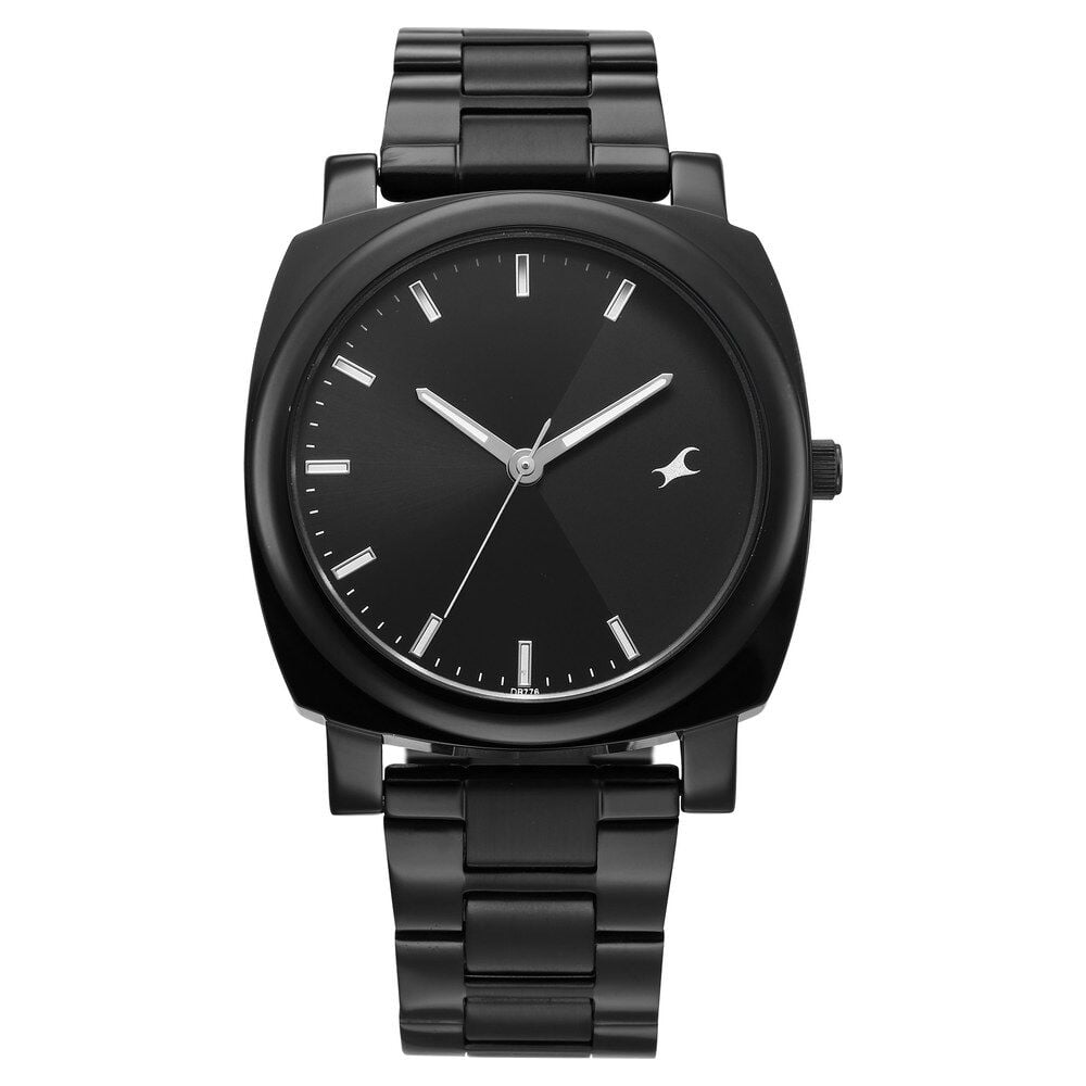 [38164NM01] Fastrack Stunners X Quartz Analog Black Dial Stainless Steel Strap Watch For Guys