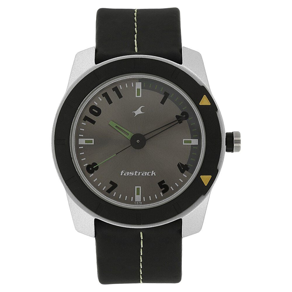 Fastrack Quartz Analog Grey Dial Plastic Strap Watch for Guys