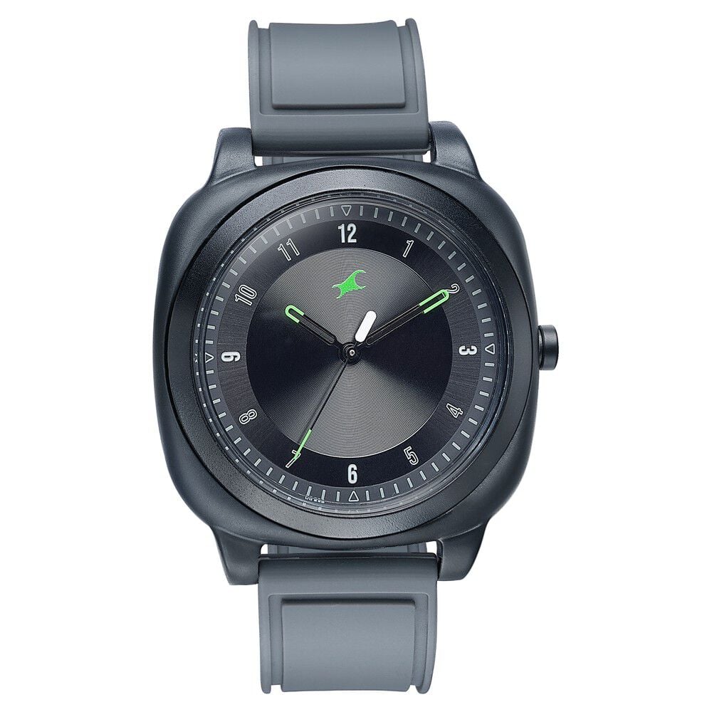 [68034pp10w] Fastrack Hype Retro Aracde Quartz Analog Unisex Watch With Black Dial Grey Silicone Strap Watch For Unisex