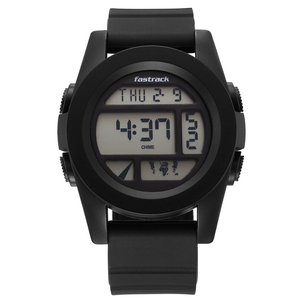 [38120pp01] Fastrack StreetStyle Digital Black Dial Black Silicone Strap Watch For Guys