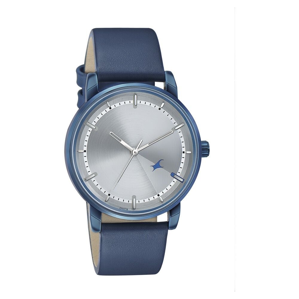 [3278QL01] Fastrack Style Up Silver Dial Leather Strap Watch for Guys