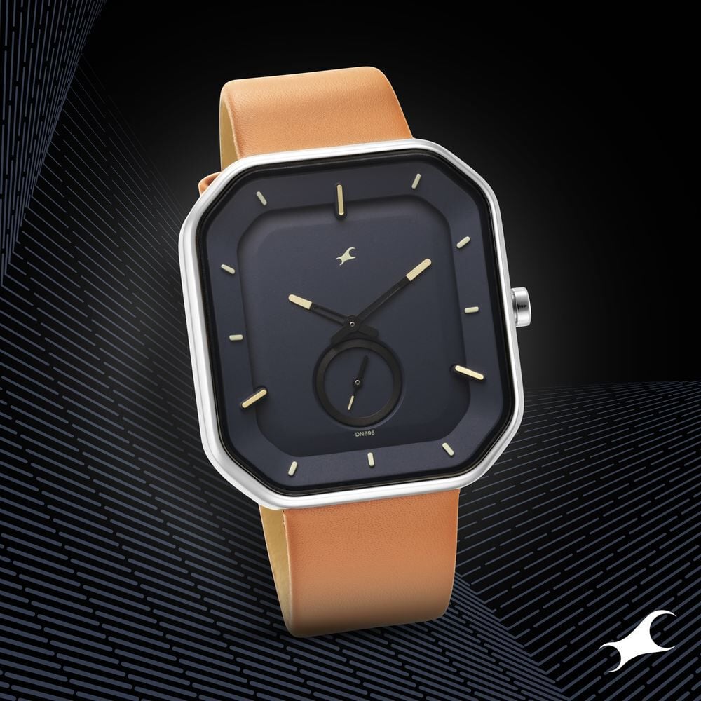 Fastrack After Dark Blue Dial Leather Strap Watch for Guys
