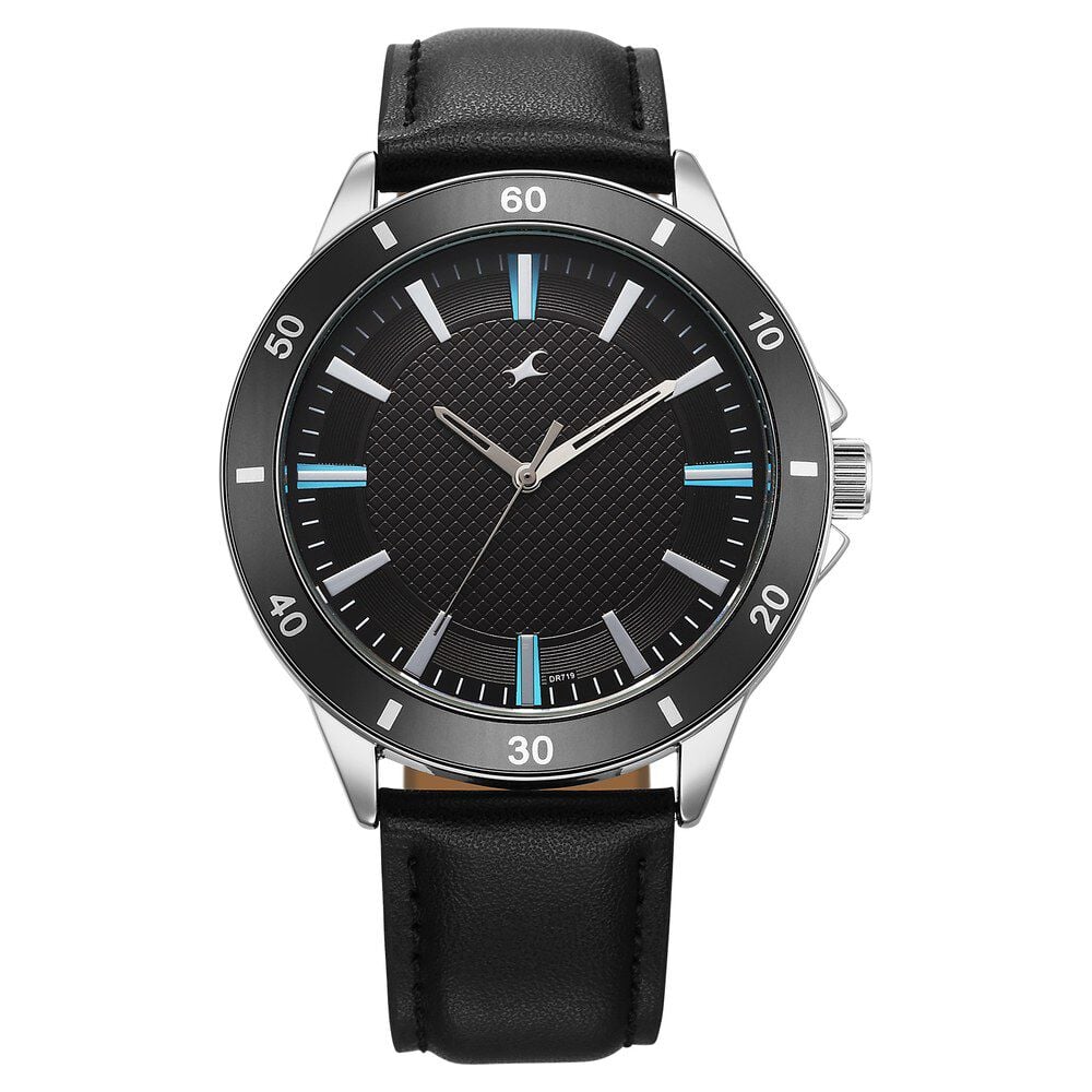 Fastrack Stunners X Quartz Analog Black Dial Leather Strap Watch For Guys