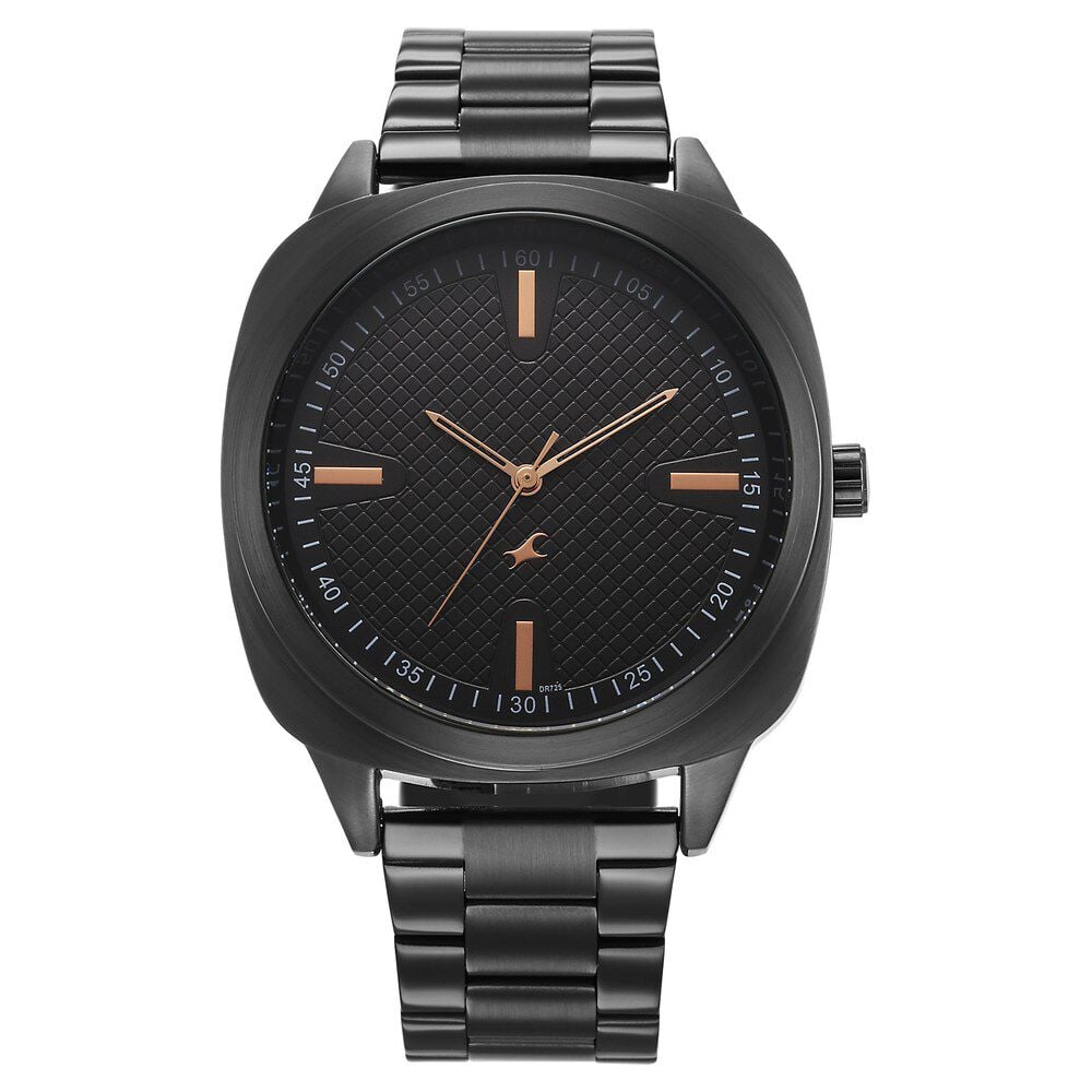 Fastrack Stunners X Quartz Analog Black Dial Stainless Steel Strap Watch For Guys