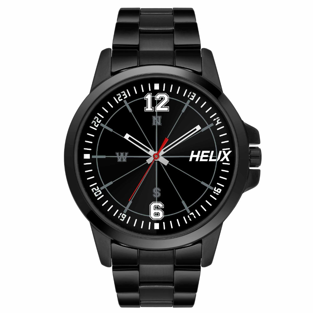 [TW023HG27] Helix By Timex Black Round Analog Stainless Steel Watch Men -TW023HG27