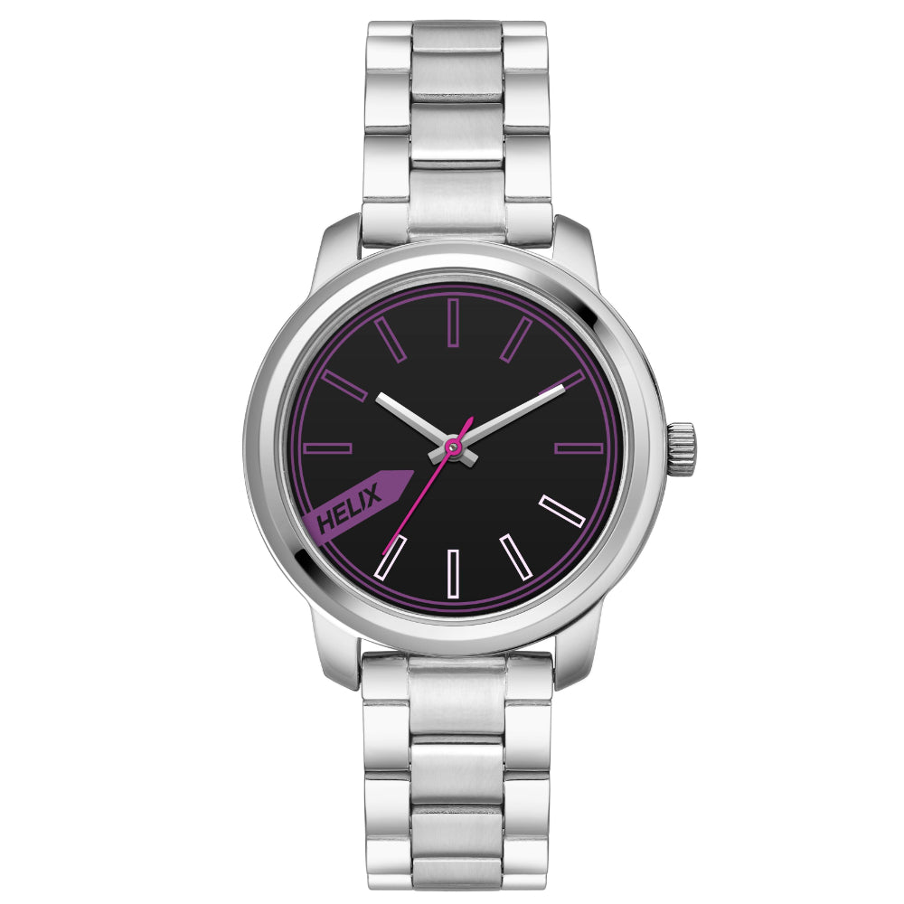 [TW048HL03] Helix By Timex Black Round Analog Brass Watch Women -TW048HL03