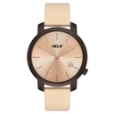 Helix By Timex Rose Gold Round Analog Leather Watch Women -TW032HL38