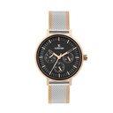 Logues Quartz Analogue Black Dial Rose Mesh Strap Watch For Women