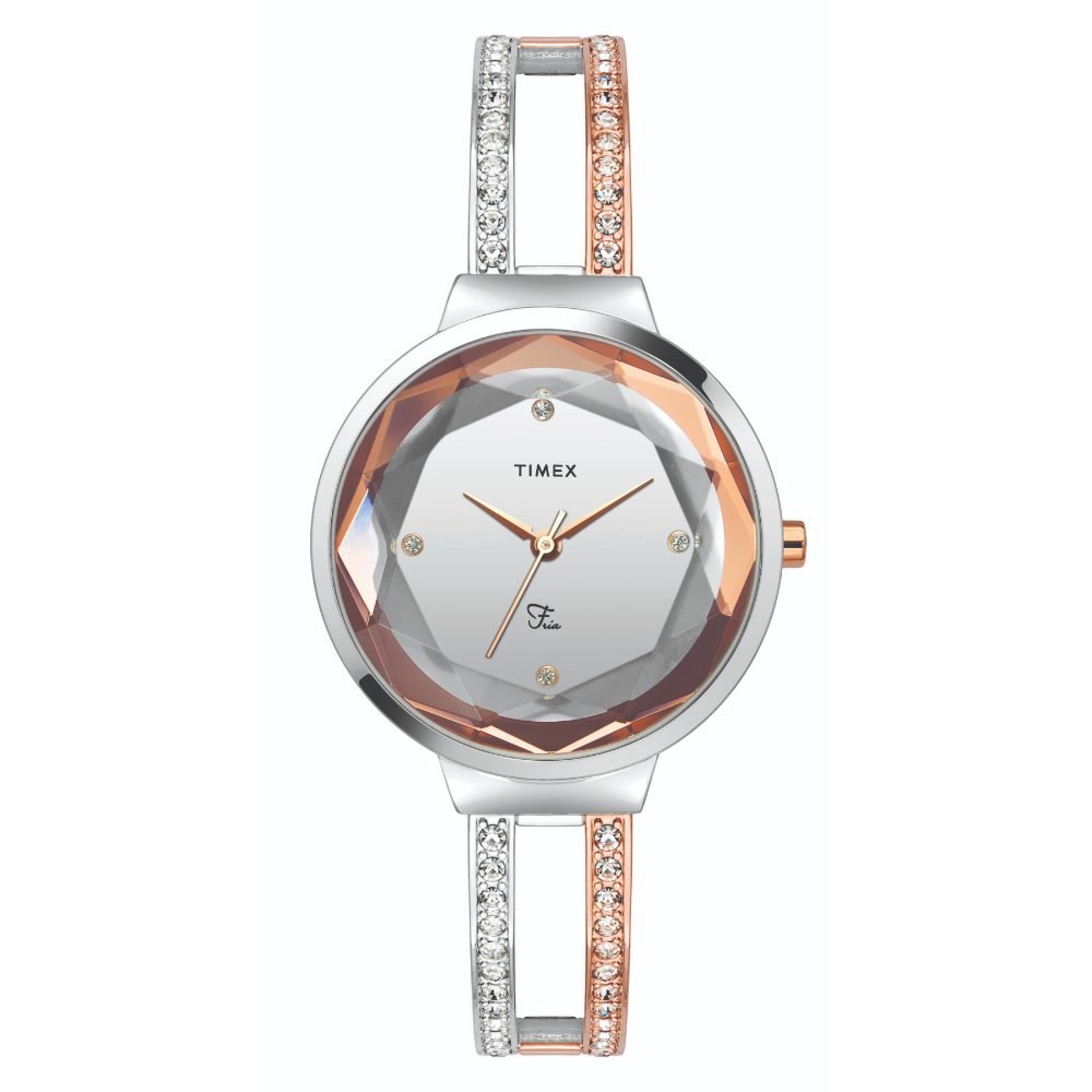 [TWEL13400] Timex Fria Women Silver Round Analog Watch - TWEL13400
