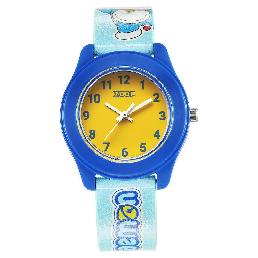 [26019pp36w] Zoop By Titan Doraemon Quartz Analog Yellow Dial Polyurethane Strap Kids Watch