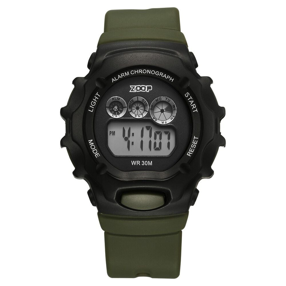 [26035PP06W] Zoop Pop Colour Digital Black Dial Green Plastic Strap Watch For Kids