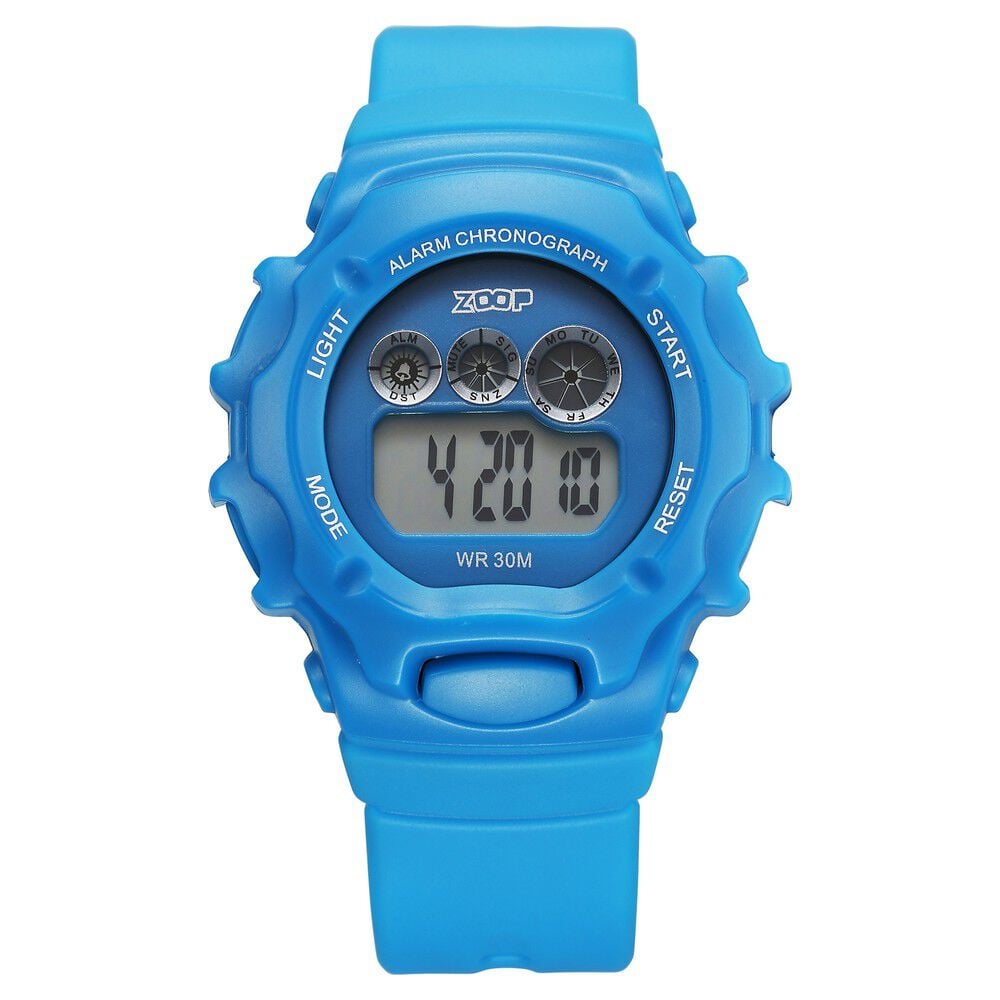 [26035pp08w] Zoop Pop Colour Digital Blue Dial Blue Plastic Strap Watch For Kids