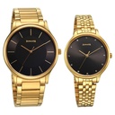 Sonata Pair Quartz Analog Black Dial Stainless Steel Strap Watch for Couple