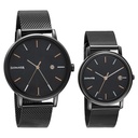 Sonata Quartz Analog with Date Black Dial Metal Strap Watch for Couple